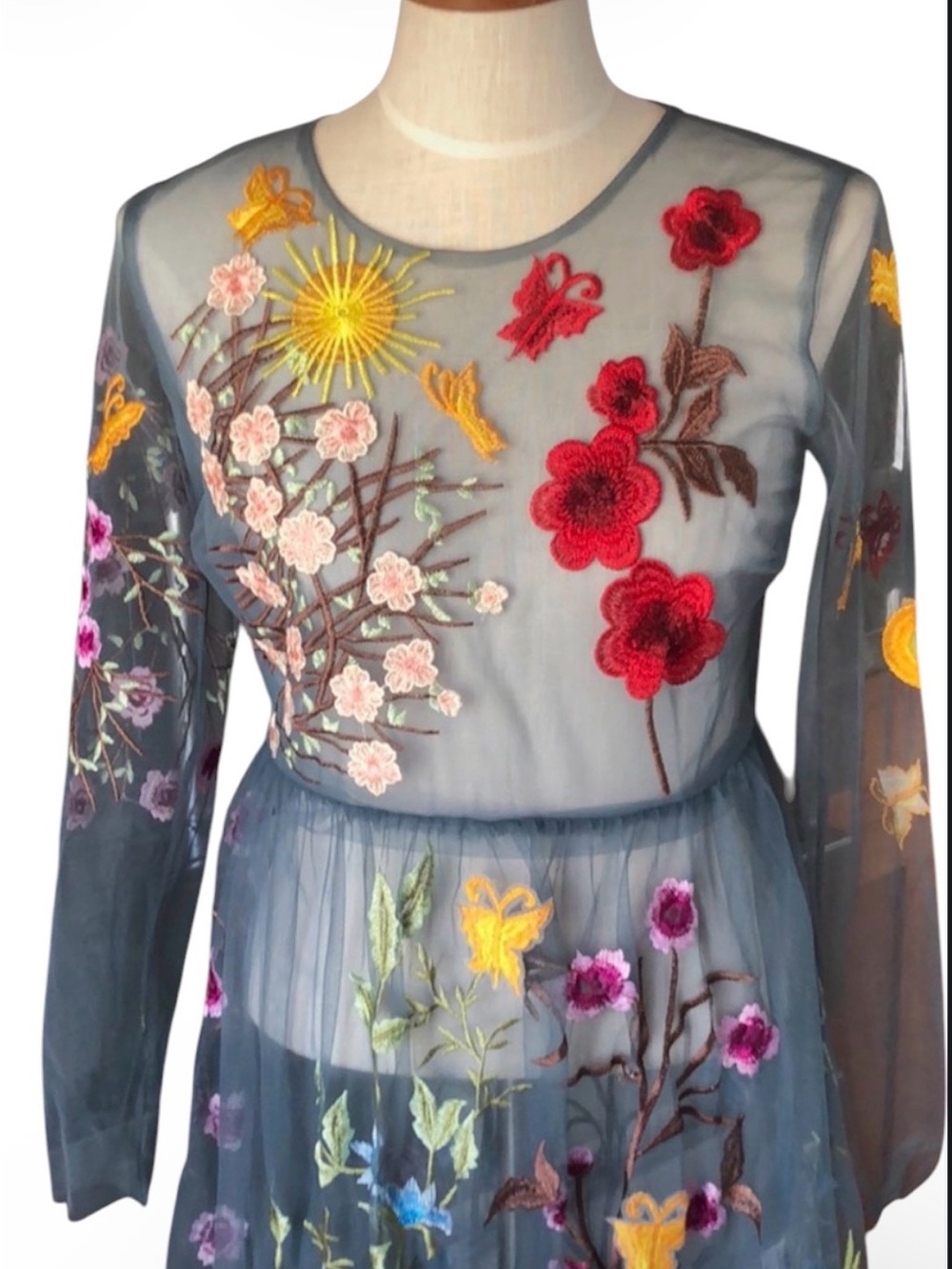 Blueoxy embroidered sheer floral dress size M/L - Picture 10 of 16